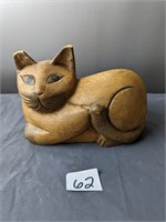 Vintage Wooden Carved Folk Art Cat