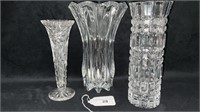 3 Crystal Vases