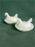 Green Glass Miniature Nesting Hen Dishes