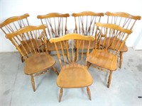 Set of 6 Early American Maple Dining Chairs