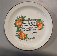 Vintage Florida Souvenir Plate House Blessing Gold