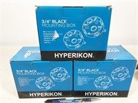 6 mounting boxes, Hyperikon 3/4" black