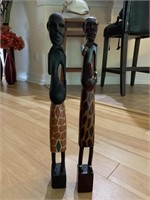 (2) Wooden African Themed Tribal Statues