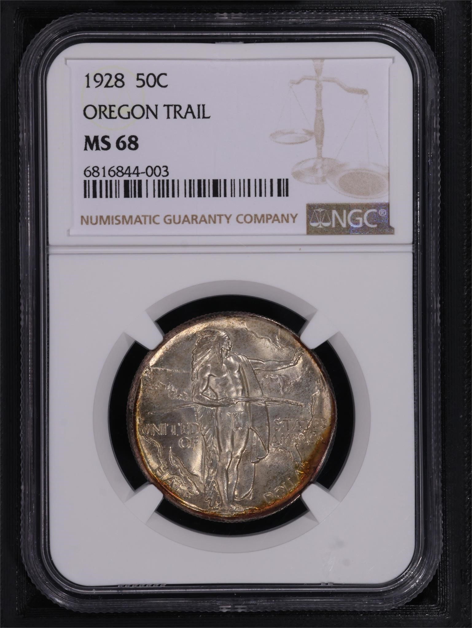 1928 50C Oregon Trail Commem NGC MS68 Nice Color!