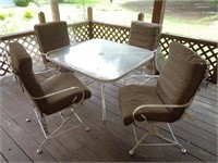 Patio Table & 4-Wrought Iron Chairs
