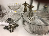 Heisey Punch Bowl, Candle Holders & Compotes