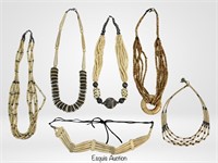 Assortment of Vintage Bone Carved Necklaces