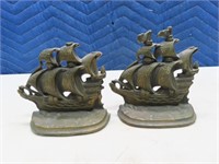 Antique Ship Nautical 5" CastIron Bookend Set