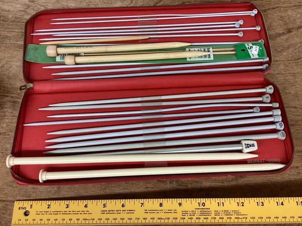 NEW set of knitting needles in storage case