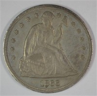 1866 SEATED DOLLAR, AU/BU