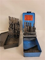 Two Metal Drill Bit Cases w/ Assorted Bits