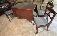 Mahogany dropleaf table and 4 chairs