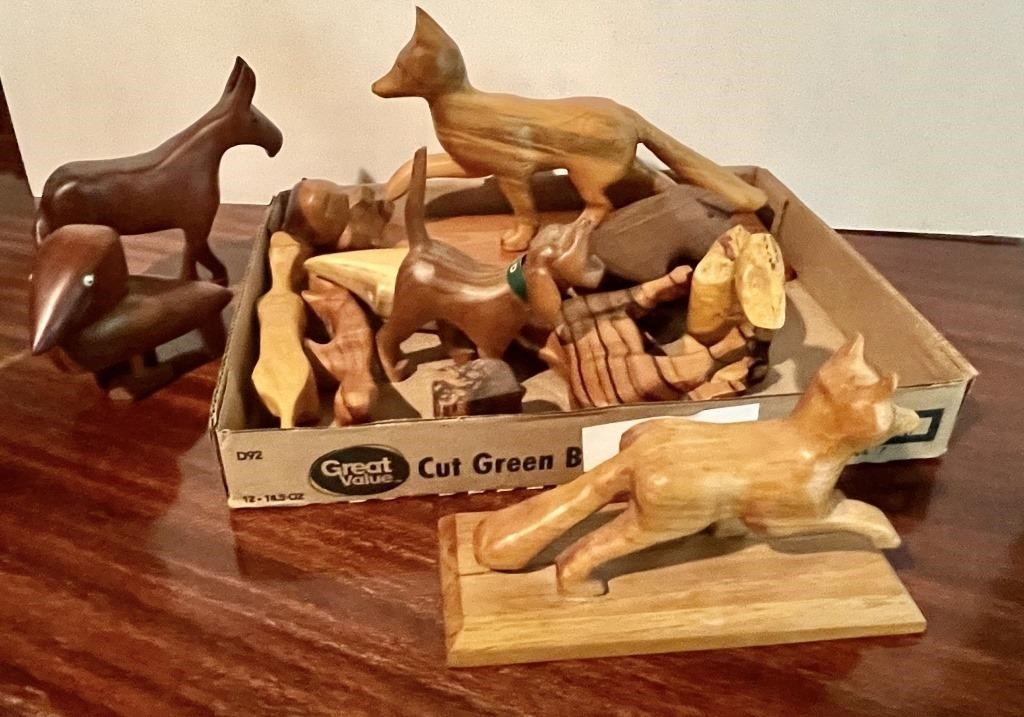 Flat of carved wood animals