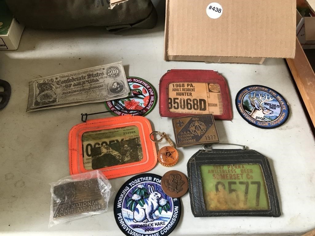 Vintage Hunting License Game Commision Patches & M