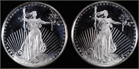 (2) 1 OZ .999 SILVER ST. GAUDENS ROUNDS