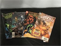 3 DC comics and 1 Dark Horse Godzilla Comic