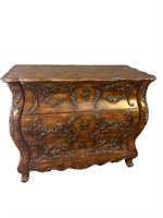 HEAVY CARVED KETTLE FORM 3 DRAWER CHERRY CHEST