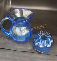 Vintage blue glass ware lot( one peice Jamestown)