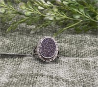 Sterling Silver Purple & Druzy Quartz Ring