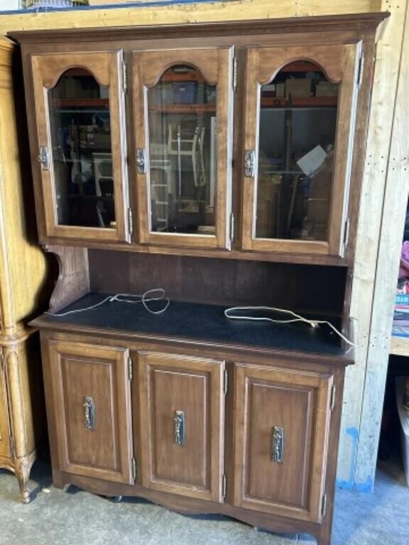Large wood lighted hutch, dimensions are 51 x 17