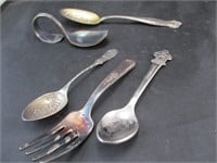 2 Sterling Spoons & 3 Other Pieces