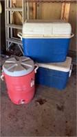 2) coolers and a water jug