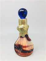swirled glass scent bottle - gold color top
