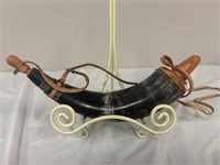 Vintage 10" Powder Horn, Black horn