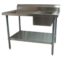 STAINLESS STEEL PREP TABLE W/SINK RIGHT SIDE 6"