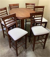 HIGH TOP TABLE & 6 BAR STOOLS