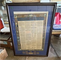 Framed Lithograph of US Constitution