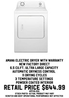 Amana Electric Dryer with Warranty