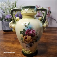 Vintage Austrian Handcrafted Painted Floral Vase