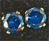 $1800 14K  Blue Diamond Treated(0.38ct) Earrings