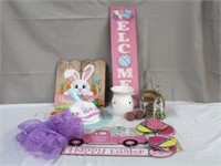 Holiday lot, birthday hat, three Easter signs,