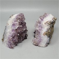 Pair of Amethyst Crystal Cluster Bookends