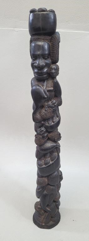 Tall African Family Tree Wood Totem vtg