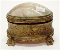 Antique shell & brass jewel casket