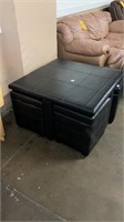 Faux Leather table with storage ottoman seats