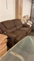 Double reclining chocolate brown loveseat