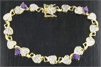 Genuine Amethyst & Diamond Accent Bracelet