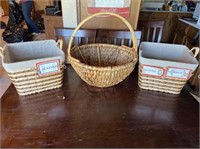 LARGE DECORATIVE BASKET W/ 2 TOTES