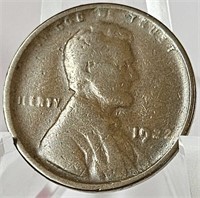 Key 1922 No "D" Mint Mark Lincoln Wheat Cent AG/G