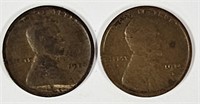 2 Key 1914-D Lincoln Wheat Cents AG & G