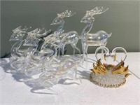 Reindeer & Swan Blown Glass Figurines