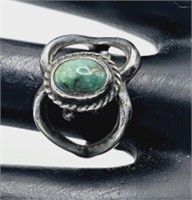 Sterling Silver Hand-Crafted Green Turquoise Ring