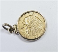 1927 American Indian Gold Coin Pendant