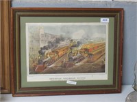 Currier And Ives Framed American Railroad Scene