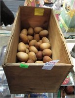WOODEN BOX OF WOODEN EGGS