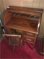 Child's roll top desk and chair